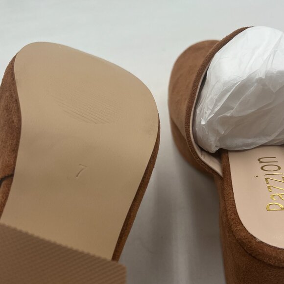 Pazzion Brown Comfy Platform Round Toe Mules Clogs Slip On Chunky High Heel Shoe - Picture 6 of 8